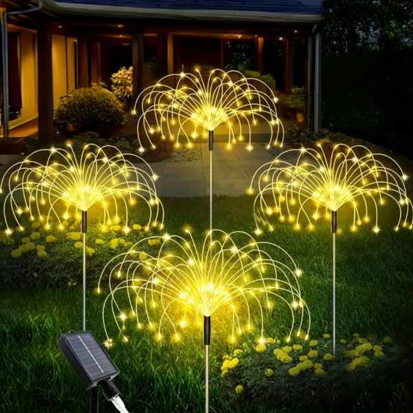 Nzmarket Solar Firework Burst Garden Lights – Warm White & Multicolour