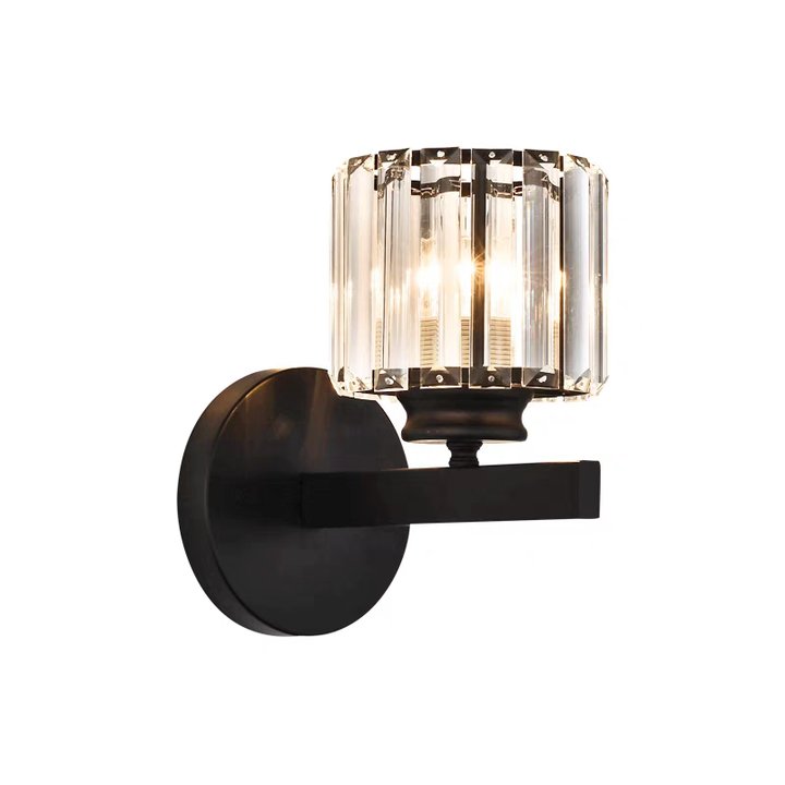 Nzmarket Crystal Glass Wall Light – Round & Square, Black & Gold Finish