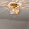Nzmarket Crystal Glass LED Ceiling Light – Square & Circle, Black Frame