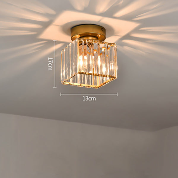 Nzmarket Crystal Glass LED Ceiling Light – Square & Circle, Black Frame