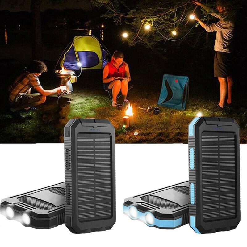 Solar External Power Bank – 20,000mAh, Waterproof & Portable USB Charger