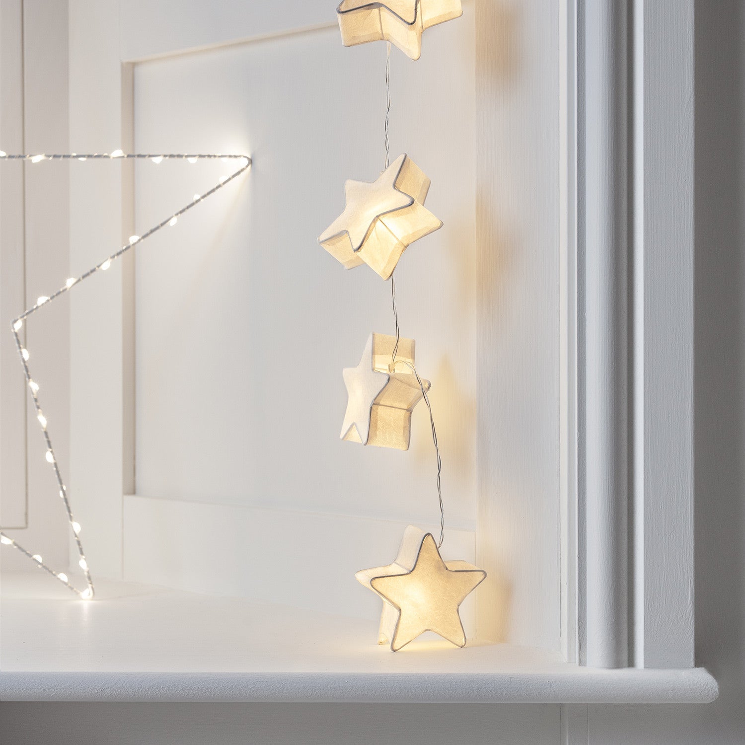 Nzmarket Hanging Paper Star Christmas Fairy Lights – Warm Glow Indoor Decoration